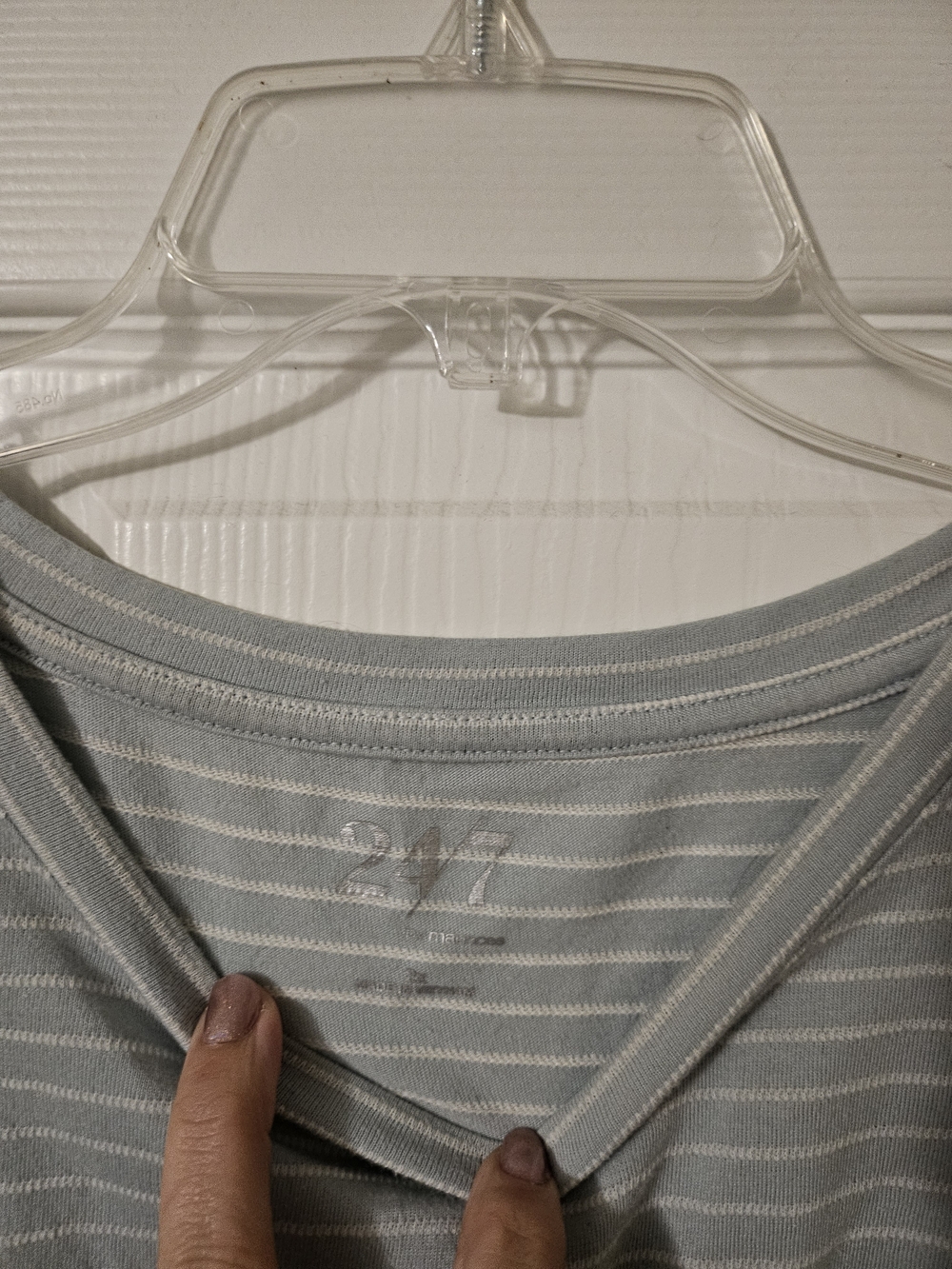 Maurices 24/7 Light Teal Striped Top With Front-Knot And Dolman Sleeves Size 2 - Picture 3 of 3